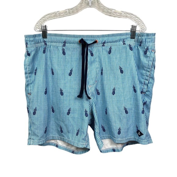 Sperry Top Sider Swim Shorts Trunks Pineapples Blue Hybrid Brief Mesh Men 40W - Picture 1 of 3
